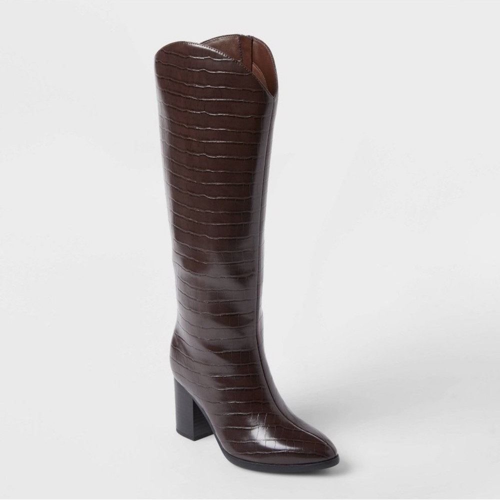 a new day Brown “Cairo” Croc Knee High Boot